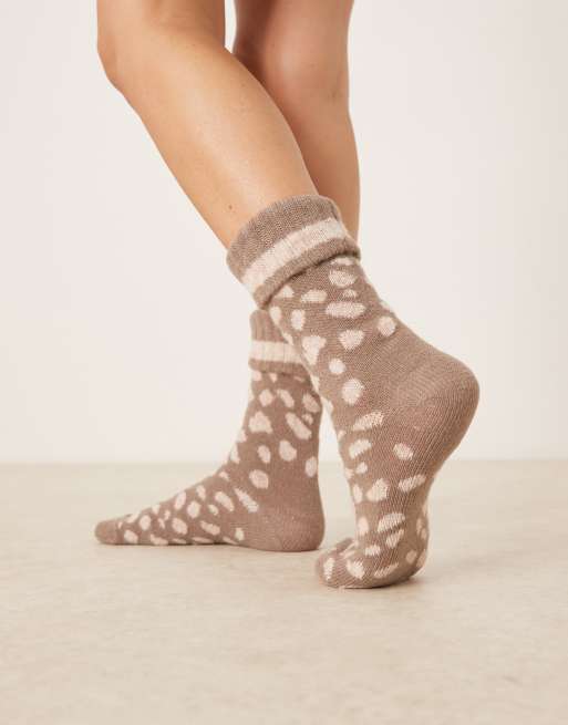 ASOS DESIGN - Chaussettes confort en laine à motif - Marron, 2 de 3