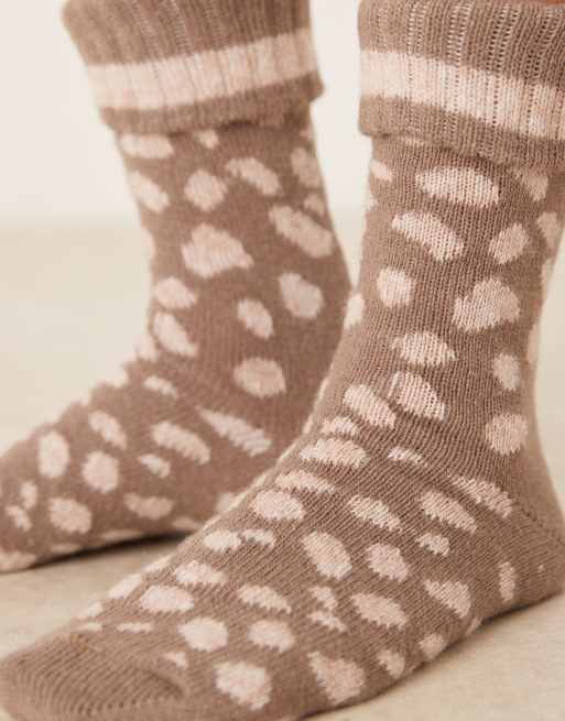 ASOS DESIGN - Chaussettes confort en laine à motif - Marron, 3 de 3