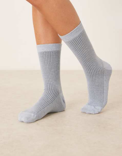 ASOS DESIGN - Chaussettes côtelées - Bleu clair chiné - view 1