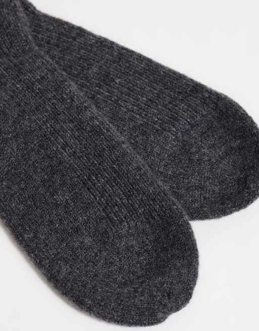 ASOS DESIGN chaussettes de cheville côtelées en laine anthracite, 2 de 3