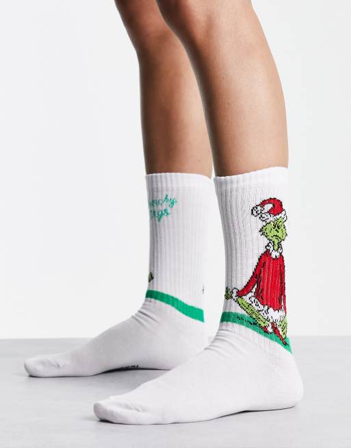 Chaussettes blanches avec motif humoristique Noël