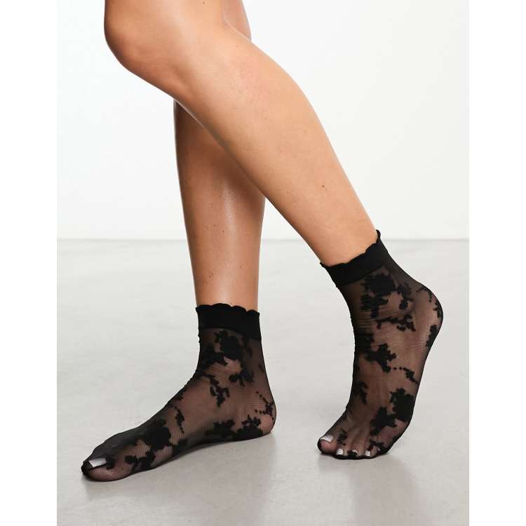 ASOS DESIGN Chaussettes en dentelle Noir ASOS