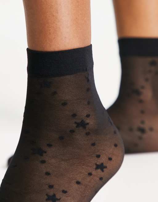 ASOS DESIGN - Chaussettes transparentes à pois et étoiles - Noir, 4 de 4