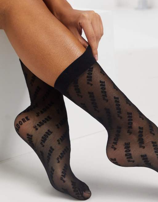 Chaussettes transparentes motif hot sale