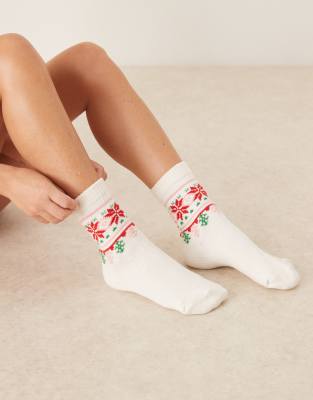 ASOS DESIGN - Chaussettes ultra-douces à motif jacquard - Blanc