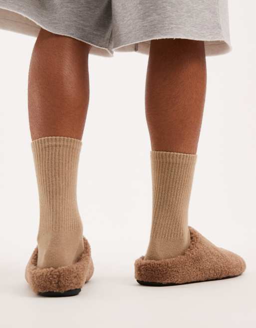 ASOS DESIGN - Chaussons à enfiler en imitation peau de mouton - Fauve, 2 de 4