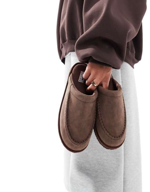 ASOS DESIGN - Chaussons à semelle chunky en imitation daim - Beige