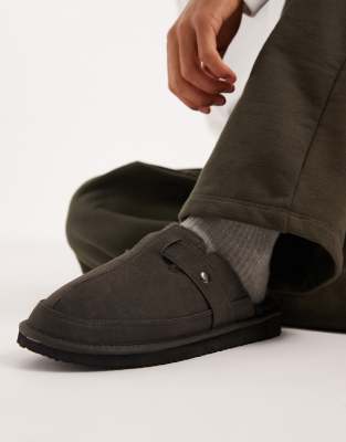 ASOS DESIGN - Chaussons façon mules à bride - Noir