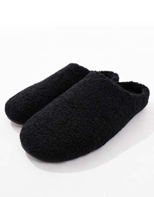 ASOS DESIGN - Chaussons façon mules en imitation peau de mouton - Noir, 2 de 4