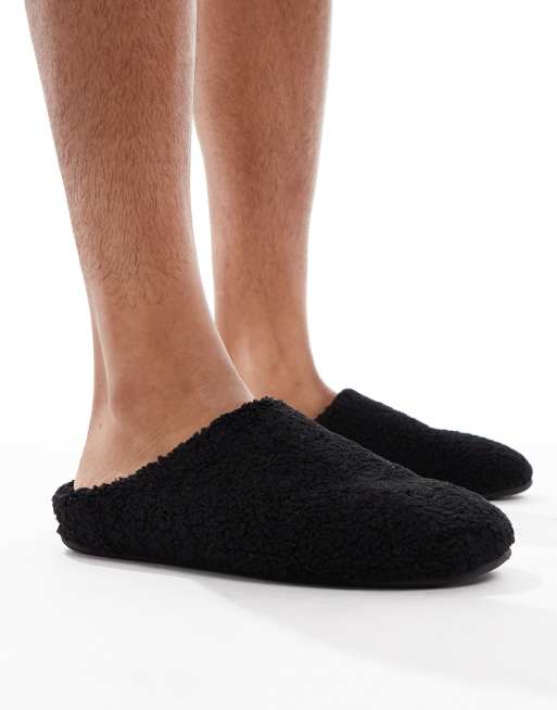ASOS DESIGN - Chaussons façon mules en imitation peau de mouton - Noir, 3 de 4