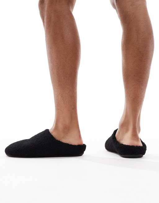 ASOS DESIGN - Chaussons façon mules en imitation peau de mouton - Noir, 4 de 4