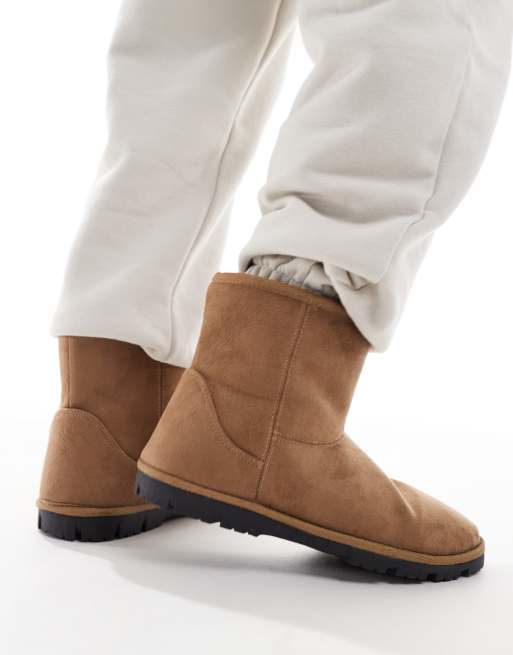ASOS DESIGN - Chaussons style bottines imitation daim - Fauve, 3 de 4