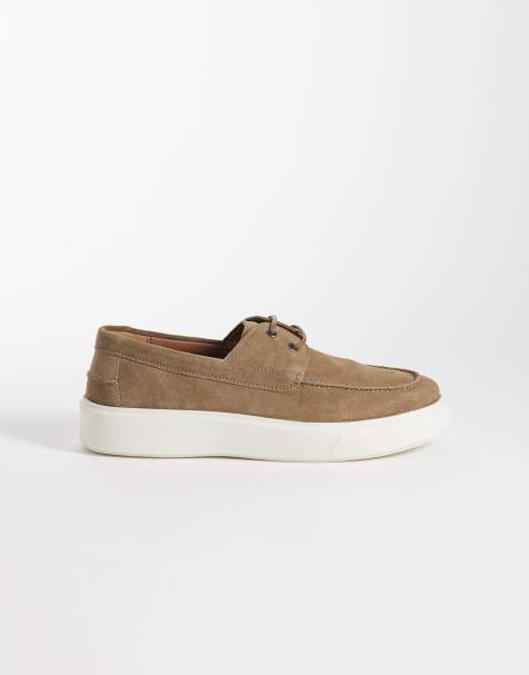 ASOS DESIGN - Chaussures à lacets en daim avec semelle cuvette blanche - Vison - view 1