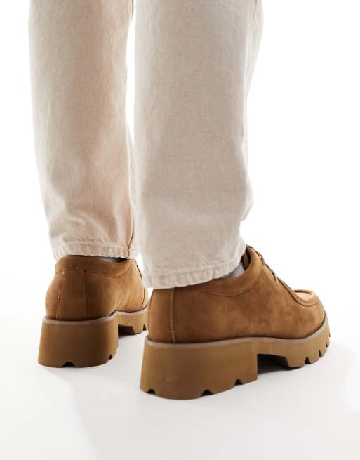 ASOS DESIGN - Chaussures à lacets en daim synthétique avec surpiqûres mocassin - Taupe , 2 de 4