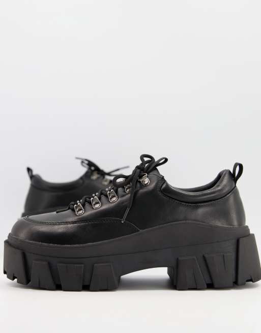 Evesham Nj Design Chaussures A Lacets En Similicuir Avec Semelle Epaisse Noir Evesham Nj