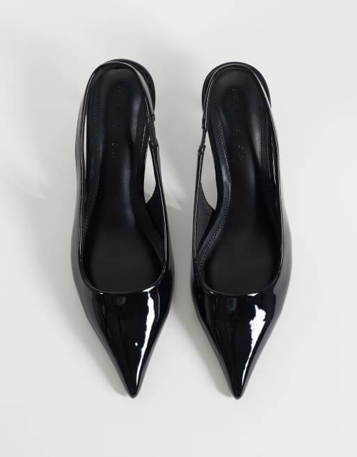 ASOS DESIGN chaussures à petit talon Signature coupe large en noir verni, 2 de 4