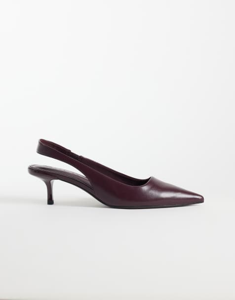 ASOS DESIGN chaussures à petit talon signature en bordeaux - view 1
