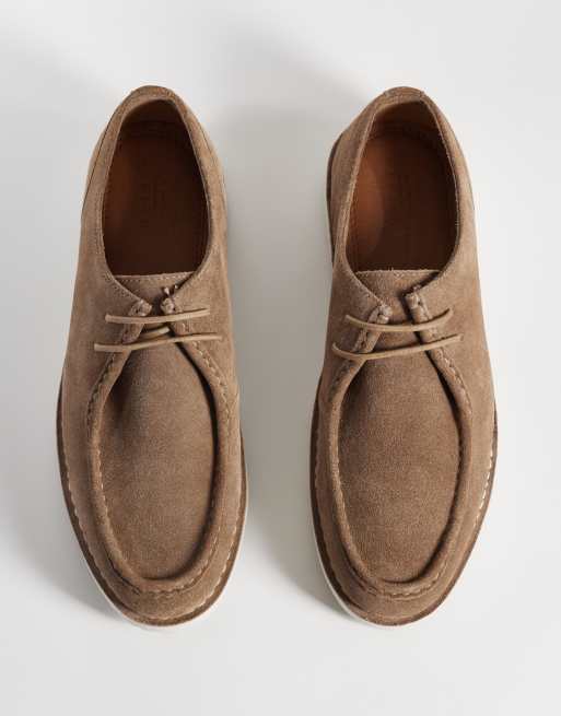 ASOS DESIGN - Chaussures bateau à lacets en cuir avec semelle blanche - Taupe, 2 de 4