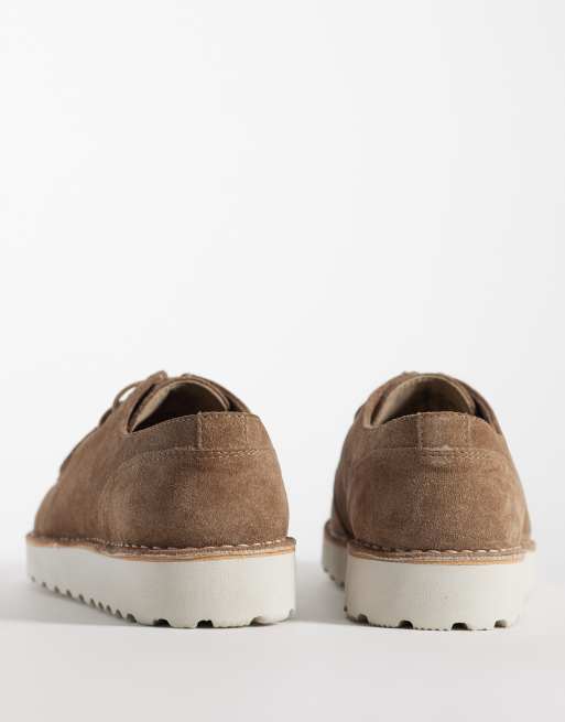 ASOS DESIGN - Chaussures bateau à lacets en cuir avec semelle blanche - Taupe, 4 de 4