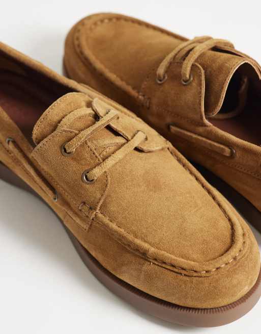 ASOS DESIGN - Chaussures bateau à lacets en daim avec semelle en caoutchouc - Fauve, 4 de 4