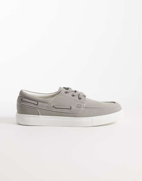 ASOS DESIGN - Chaussures bateau à lacets - Gris clair - view 1