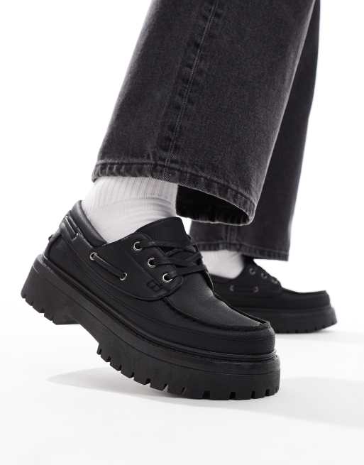 ASOS DESIGN Chaussures bateau chunky a lacets Noir