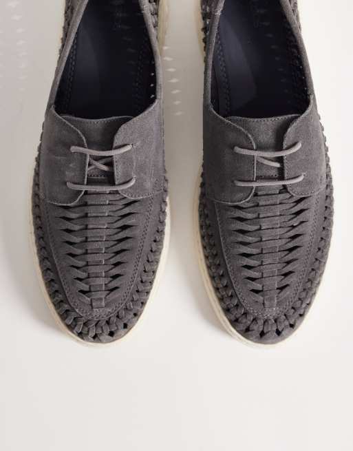ASOS DESIGN - Chaussures bateau en cuir avec détail tressé - Gris, 3 de 4