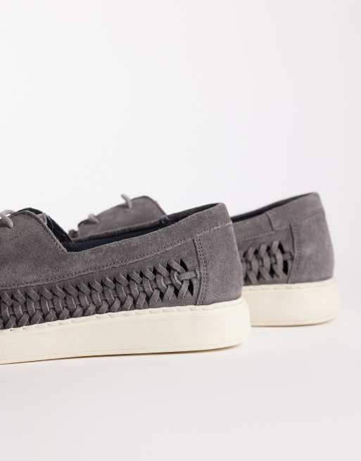 ASOS DESIGN - Chaussures bateau en cuir avec détail tressé - Gris, 4 de 4