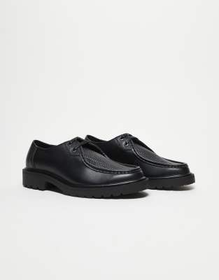ASOS DESIGN - Chaussures bateau texturées à lacets - Noir