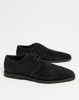 Chaussures, bottes et baskets Chaussures derby - Daim noir avec bordure passepoilée
