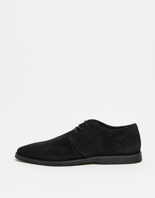 Chaussures, bottes et baskets Chaussures derby - Daim noir avec bordure passepoilée