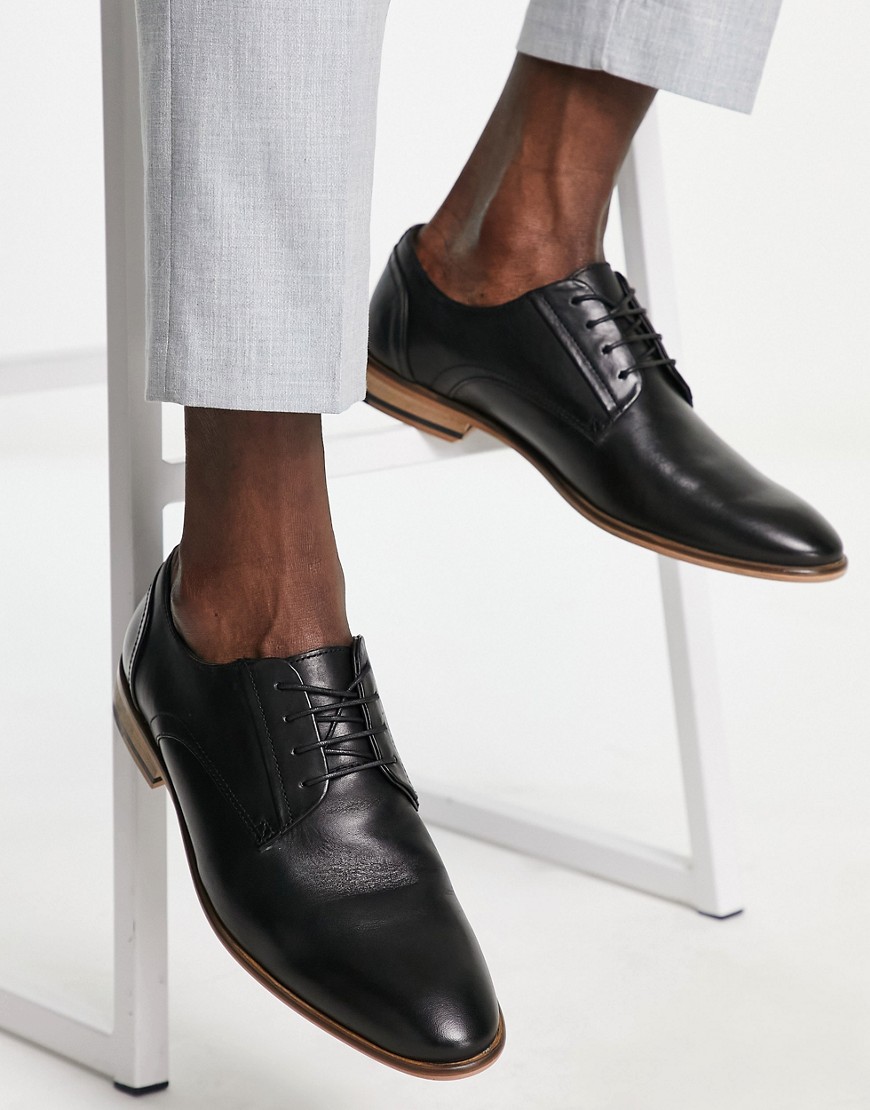 ASOS DESIGN - Chaussures derby en cuir à lacets - Noir