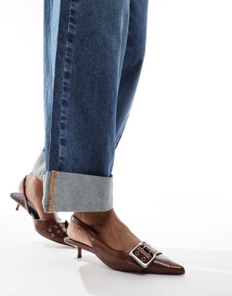 ASOS DESIGN - Chaussures épurées à petit talon avec bride arrière et boucle - Fauve - view 1