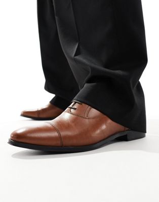 Chaussures Chaussures Oxford pointure large en cuir à bout renforcé - Fauve