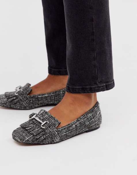 ASOS DESIGN - Chaussures plates style mocassins en tweed avec mors et médaillon