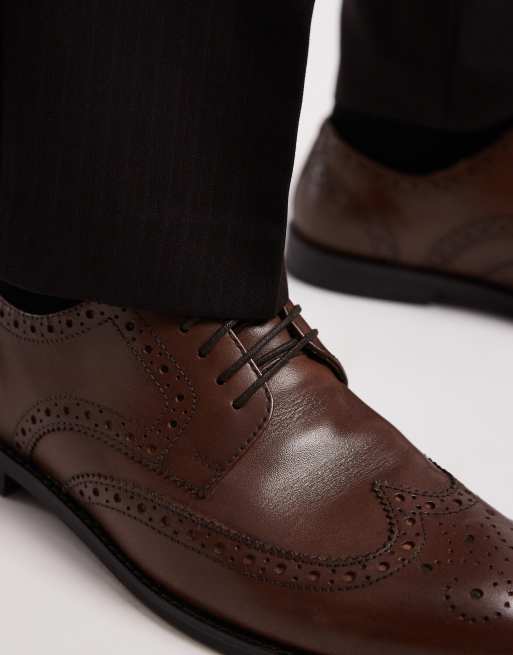 ASOS DESIGN - Chaussures richelieu en cuir avec lacets - Marron, 3 de 4
