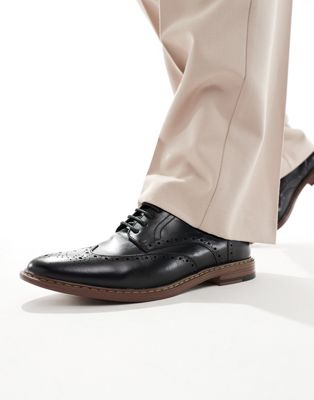 ASOS DESIGN brogue shoes in black faux leather - ASOS Price Checker