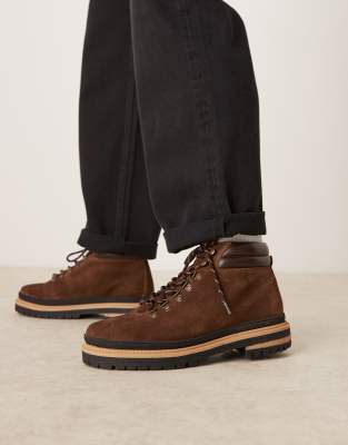 ASOS DESIGN - Chaussures style randonnée à lacets en daim - Marron - view 1