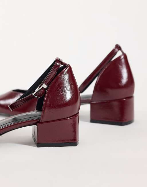 ASOS DESIGN chaussures Sweetie à talon mi-haut carré en bordeaux, 4 de 4
