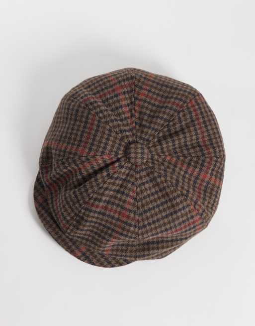 ASOS DESIGN check baker boy cap in brown, 3 of 3