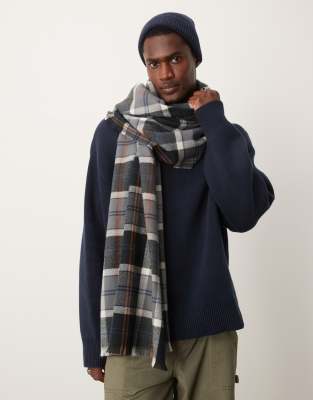 check blanket scarf in gray