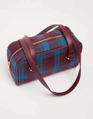 Asos Design Check Boxy Shoulder Bag In Blue