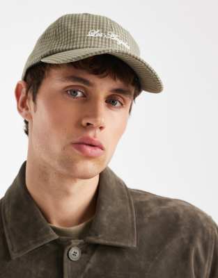 Asos Design Check Cap With Embroidery In Green