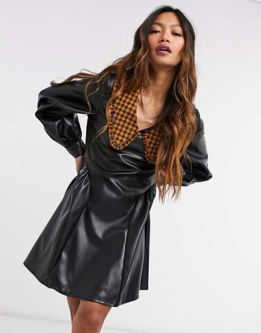 Asos faux leather outlet dress