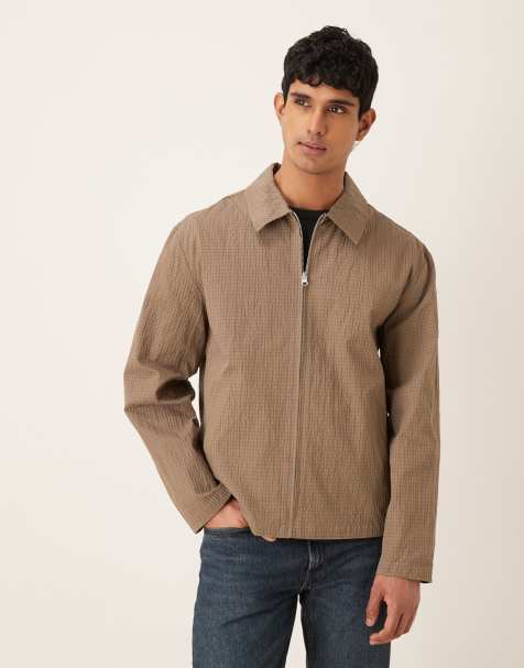 ASOS DESIGN check jacket in dark stone - view 1