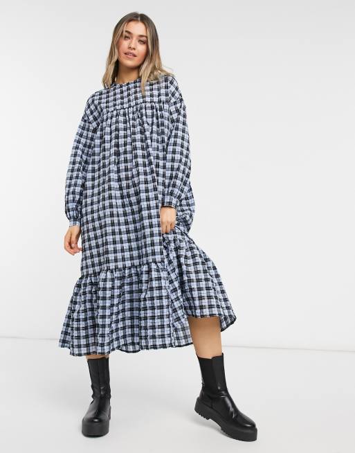 Checked smock sale dress