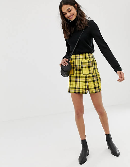 ASOS DESIGN check mini skirt with front pockets