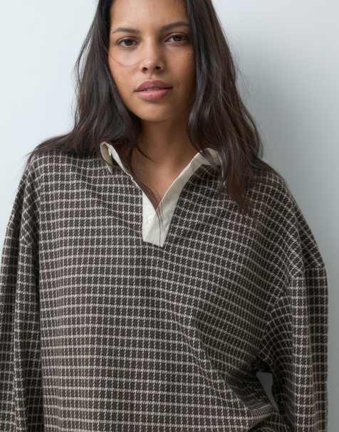 ASOS DESIGN check rugby style long sleeve t-shirt in multi - view 1