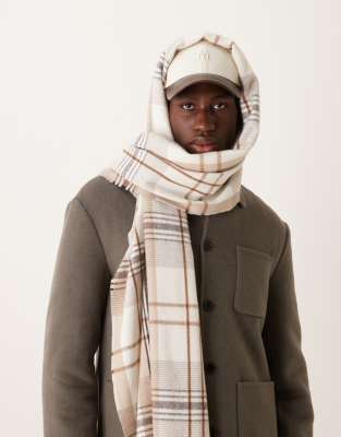 ASOS DESIGN ASOS DESIGN check scarf in beige-Neutral