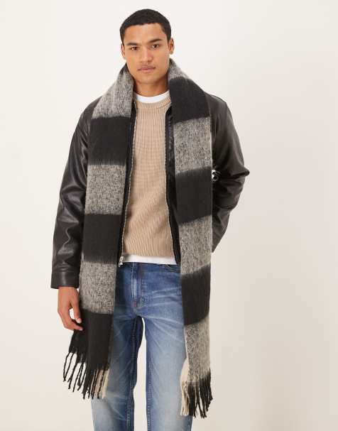 ASOS DESIGN check scarf in black and white - view 1